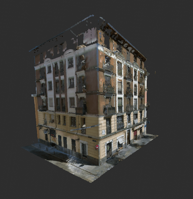 Nube de puntos 3D de un edificio residencial completo